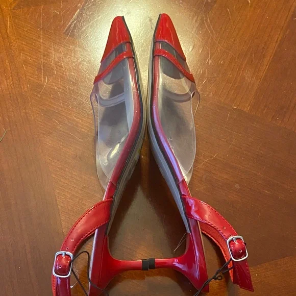 A New Day Women’s Eleanor Red and Cream Heart kitten Heels 2” - Picture 3 of 9